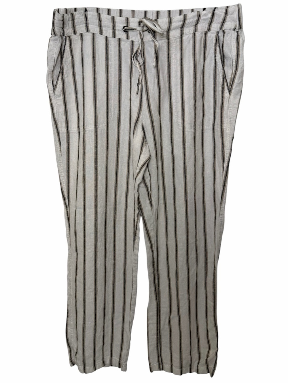 For Cynthia Linen Blend Striped Drawstring Pants Coastal Boho XL - Picture 2 of 7